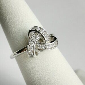 New sterling silver cz love knot Ring size 6